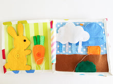 Load image into Gallery viewer, Handmade Quiet Book/ Busy Book (5 pages) with strings
