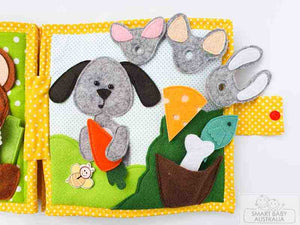 Handmade Quiet Book/ Busy Book 6 Pages - Animals