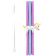 Load image into Gallery viewer, Silicone Straw Set - Joie Unicorn